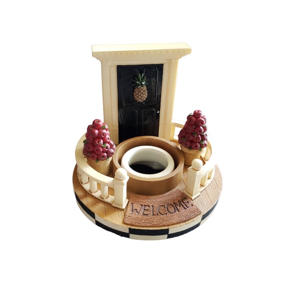 Candle Jar Topper Pineapple On Door. 2 apple trees & a Welcome Matt
